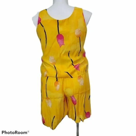 Vintage 80s 90s Joseph Ribkoff 3 Piece Set Shorts Tank‎ Top & Button Blouse